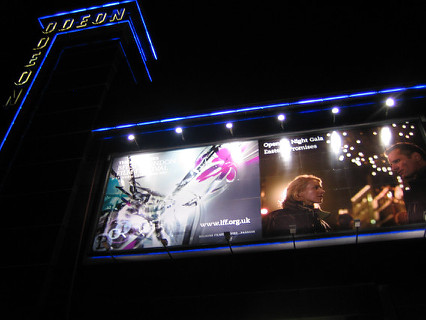 Outside the Odeon Leicester Square on opening night