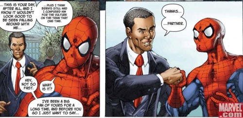 Obama Spidey fist bump