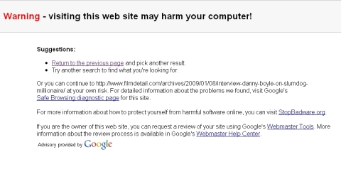 Google IE Warning