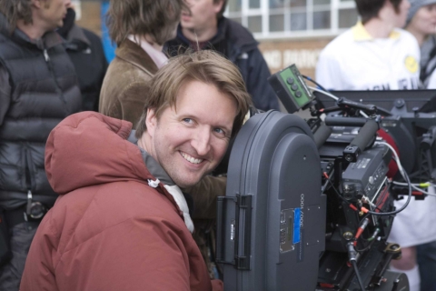 Tom Hooper on the set of The Damned United